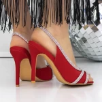 Sandale Dama cu Toc Subtire 3SYX6 Rosu » meishop.life