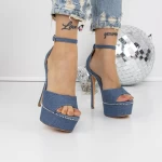 Sandale Dama cu Toc Subtire si Platforma 3KV38 Albastru » meishop.life