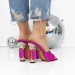 Papuci Dama cu Toc 3NE9 Fucsia » meishop.life