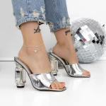 Papuci Dama cu Toc 3NE9 Argintiu » meishop.life