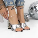 Papuci Dama cu Toc 3NE9 Argintiu » meishop.life