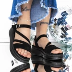 Sandale Dama cu Platforma 3GZ72 Negru » meishop.life