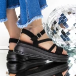 Sandale Dama cu Platforma 3GZ72 Negru » meishop.life