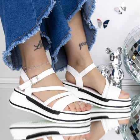 Sandale Dama cu Platforma 3GZ72 Alb » meishop.life