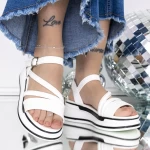 Sandale Dama cu Platforma 3GZ72 Alb » meishop.life