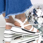 Sandale Dama cu Platforma 3GZ72 Alb » meishop.life
