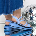 Sandale Dama cu Platforma 3GZ72 Albastru » meishop.life