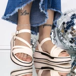 Sandale Dama cu Platforma 3GZ72 Bej » meishop.life