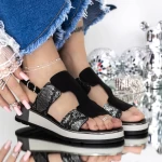 Sandale Dama cu Talpa Joasa 3GZ31 Negru » meishop.life