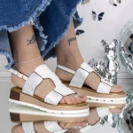 Sandale Dama cu Talpa Joasa 3GZ31 Alb » meishop.life