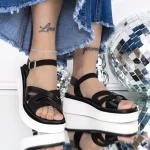 Sandale Dama cu Platforma 3GZ33 Negru » meishop.life
