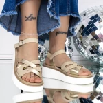 Sandale Dama cu Platforma 3GZ33 Bej » meishop.life