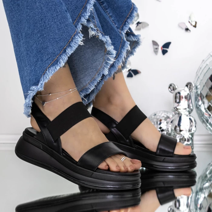 Sandale Dama cu Platforma 3GZ75 Negru » meishop.life