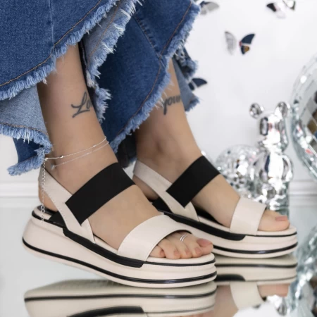 Sandale Dama cu Platforma 3GZ75 Bej » meishop.life