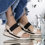 Sandale Dama cu Platforma 3GZ75 Bej » meishop.life