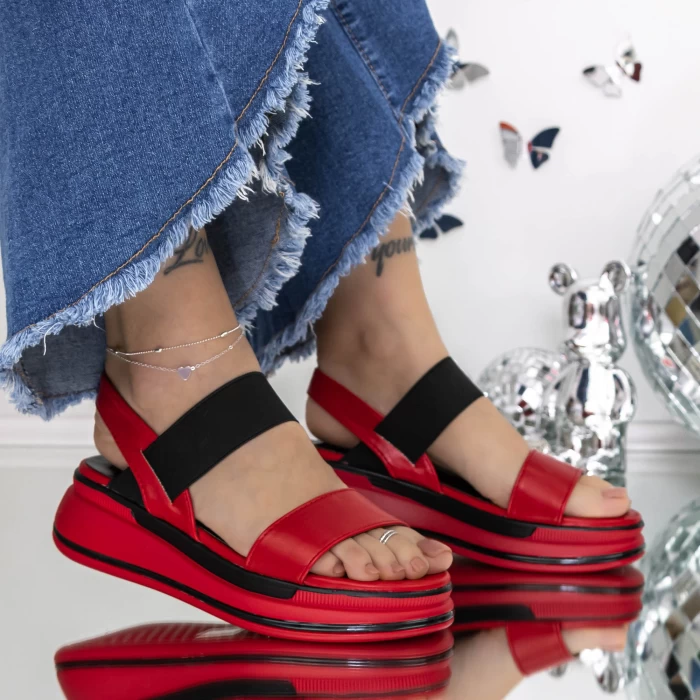 Sandale Dama cu Platforma 3GZ75 Rosu » meishop.life