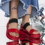 Sandale Dama cu Platforma 3GZ75 Rosu » meishop.life