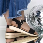 Sandale Dama cu Talpa Joasa 3GZ28 Negru » meishop.life