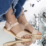 Sandale Dama cu Talpa Joasa 3GZ28 Nude-Roz » meishop.life