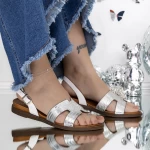 Sandale Dama cu Talpa Joasa 3GZ30 Argintiu » meishop.life