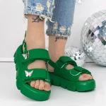 Sandale Dama cu Platforma 3HXS61 Verde » meishop.life