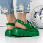 Sandale Dama cu Platforma 3HXS61 Verde » meishop.life