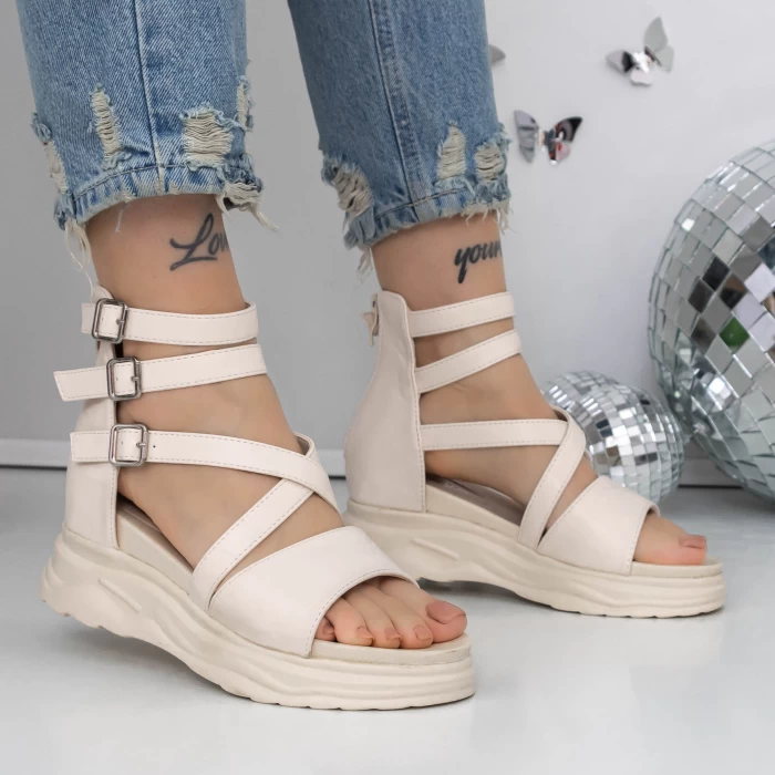 Sandale Dama cu Platforma 3H20 Bej » meishop.life