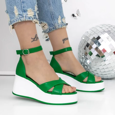 Sandale Dama cu Platforma 3Y12 Verde » meishop.life