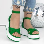 Sandale Dama cu Platforma 3Y12 Verde » meishop.life