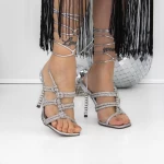 Sandale Dama cu Toc Subtire 3NE2 Argintiu » meishop.life