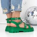 Sandale Dama cu Talpa Joasa 3HXS51 Verde » meishop.life