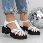 Sandale Dama cu Toc si Platforma 3GZ63A Alb » meishop.life