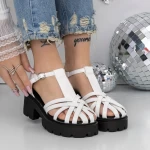 Sandale Dama cu Toc si Platforma 3GZ63A Alb » meishop.life