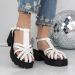 Sandale Dama cu Toc si Platforma 3GZ63A Alb » meishop.life