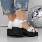 Sandale Dama cu Toc si Platforma 3GZ63A Alb » meishop.life