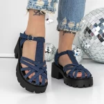 Sandale Dama cu Toc si Platforma 3GZ65A Albastru inchis » meishop.life