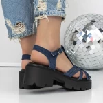 Sandale Dama cu Toc si Platforma 3GZ65A Albastru inchis » meishop.life