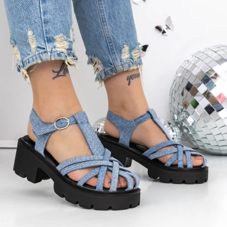 Sandale Dama cu Toc si Platforma 3GZ65A Albastru deschis » meishop.life