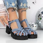 Sandale Dama cu Toc si Platforma 3GZ65A Albastru deschis » meishop.life