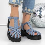 Sandale Dama cu Toc si Platforma 3GZ65A Albastru deschis » meishop.life