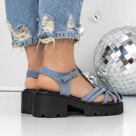 Sandale Dama cu Toc si Platforma 3GZ65A Albastru deschis » meishop.life