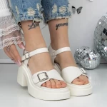 Sandale Dama cu Toc si Platforma 3GZ90 Alb » meishop.life