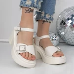 Sandale Dama cu Toc si Platforma 3GZ90 Alb » meishop.life