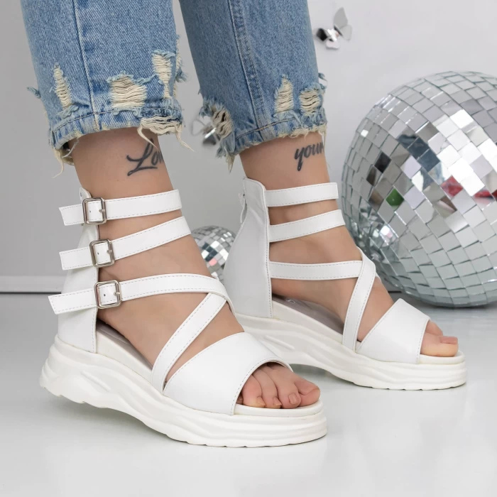 Sandale Dama cu Platforma 3H20 Alb » meishop.life