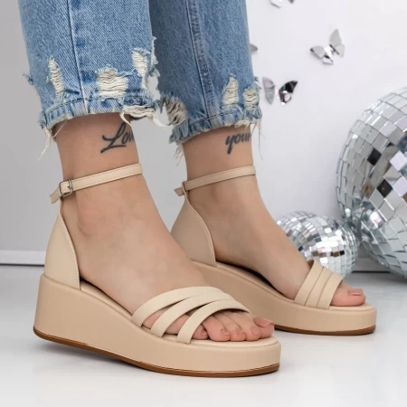 Sandale Dama cu Platforma 3GZ62 Bej » meishop.life