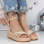 Sandale Dama cu Platforma 3GZ62 Bej » meishop.life