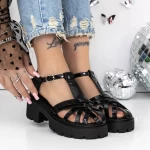 Sandale Dama cu Toc si Platforma 3GZ63A Negru » meishop.life