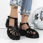 Sandale Dama cu Toc si Platforma 3GZ63A Negru » meishop.life