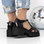 Sandale Dama cu Toc si Platforma 3GZ63A Negru » meishop.life