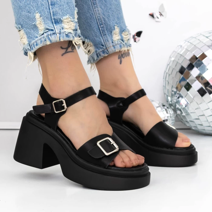 Sandale Dama cu Toc si Platforma 3GZ90 Negru » meishop.life
